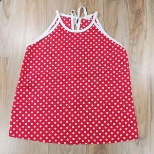 🔺️Charming Charlie Red Polka Dot Print Sleeveless Top Large